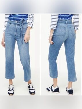 J Crew Paperbag Waist Cropped High-Rise Tie-Waist Jeans 28